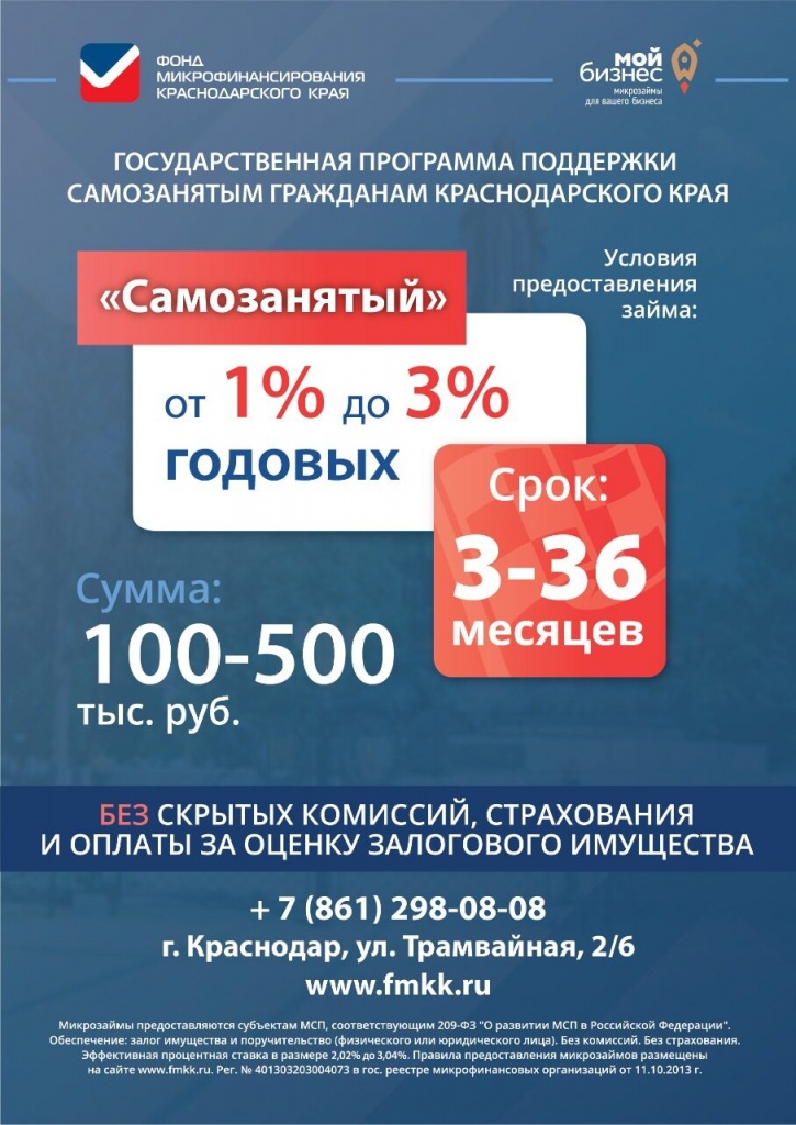 Государственная программа поддержки самозанятым гражданам Краснодарского края