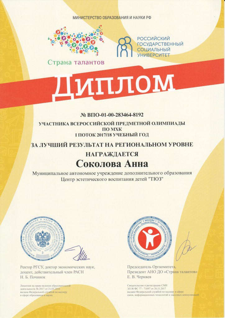 Тбилисцы добились высоких результатов во Всероссийском проекте «Страна талантов»