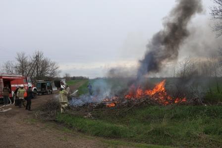 В Тбилисском районе прошло учение по тушению ландшафтного пожара