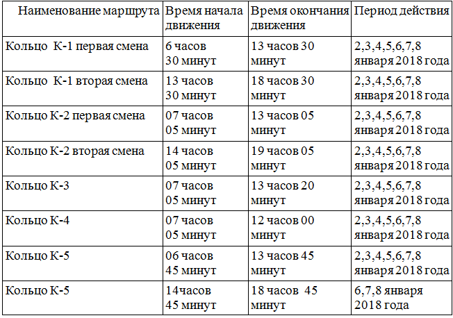 График движения пассажирского автотранспорта