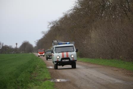 В Тбилисском районе прошло учение по тушению ландшафтного пожара