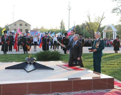 В станицу Динскую привезли Вечный огонь из Москвы 
