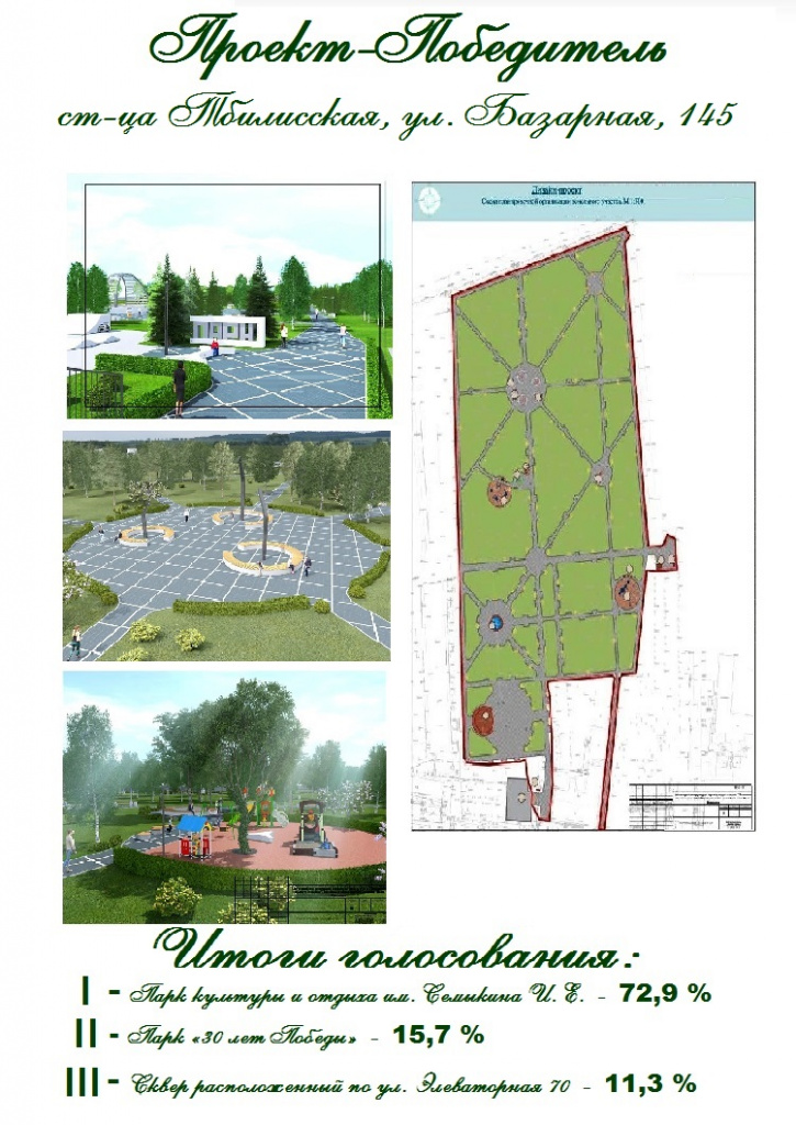 В Тбилисской победителем рейтингового голосования стал парк культуры и отдыха им. Семыкина