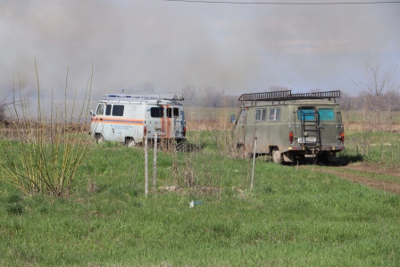 В Тбилисской прошло учение по тушению ландшафтного пожара