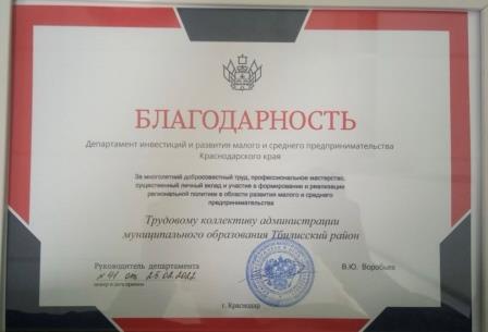 Делегация Тбилисского района приняла участие в обучающем семинаре по вопросам поддержки предпринимательства