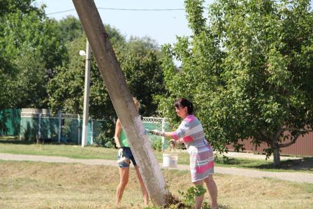 На стадионе в хуторе Северин провели субботник