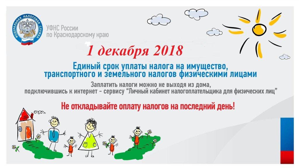 Приближается единый срок уплаты имущественных налогов 