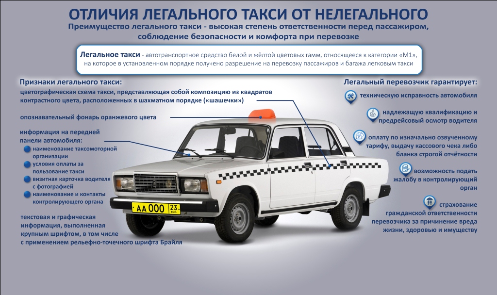 Отличия легального такси